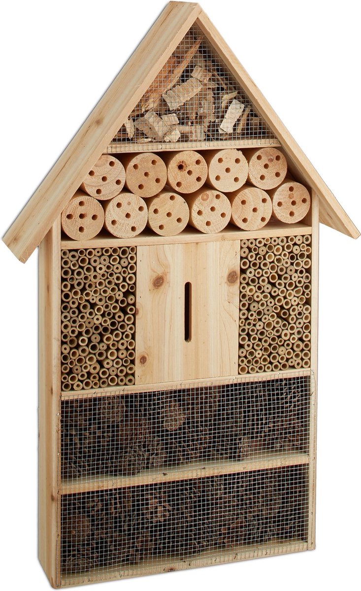 insectenhotel op paal - 79 x 49 x 12 cm - insectenhuis vlinders - hout — afbeelding 3
