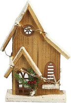 Decostar Kersthuisje Led 27 Cm Hout Naturel