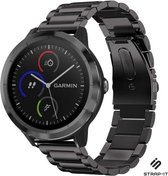 Stalen Smartwatch bandje - Geschikt voor Strap-it Garmin Vivomove 3s stalen band - 39mm - zwart - bandbreedte 18mm - Strap-it Horlogeband / Polsband / Armband