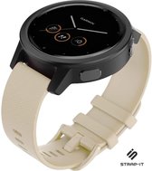 Siliconen Smartwatch bandje - Geschikt voor  Garmin Vivomove 3s silicone band - 39mm - beige - Strap-it Horlogeband / Polsband / Armband