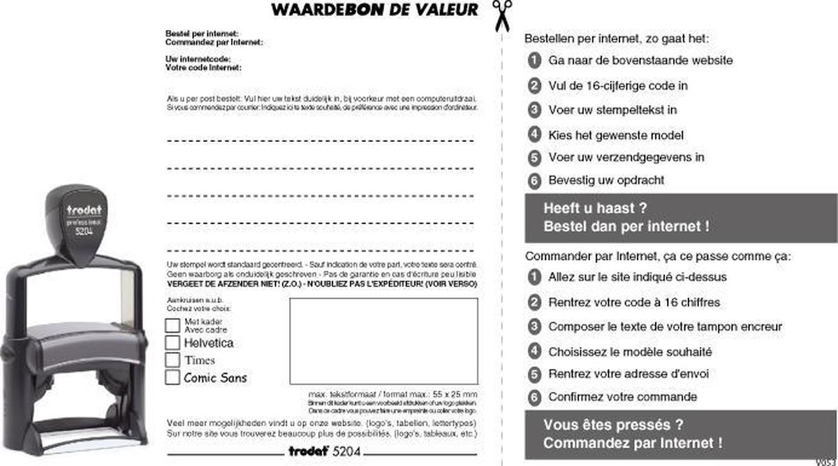 Waardebon Stempelplaatje Trodat 5204