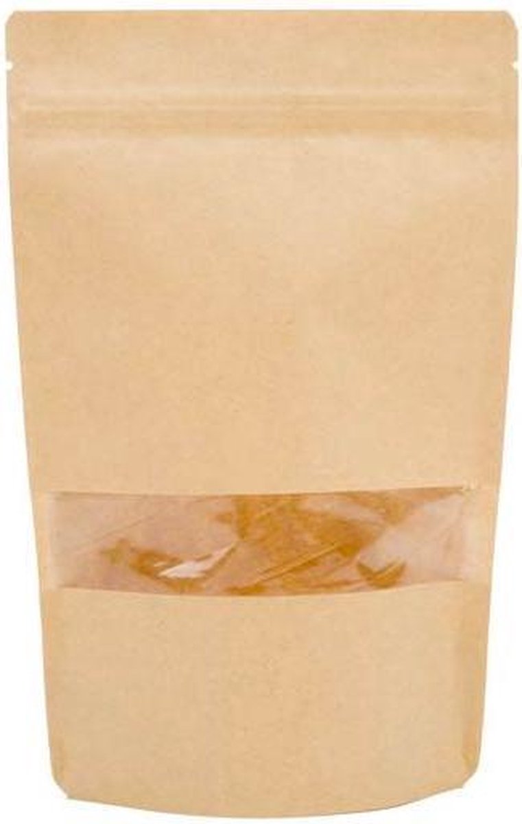Stazakken Kraft 15x9x23cm met Venster (100 stuks)