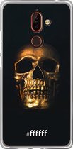 Nokia 7 Plus Hoesje Transparant TPU Case - Gold Skull #ffffff