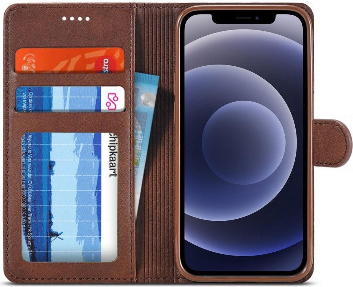 LC.IMEEKE Apple iPhone 12 / 12 Pro Hoesje Portemonnee Book Case Coffee