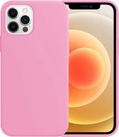 iPhone 12 Pro Max Case Hoesje Siliconen Hoes Back Cover - Roze