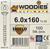Woodies schroeven 6.0x160 SHIELD T-30 deeldraad 100 stuks