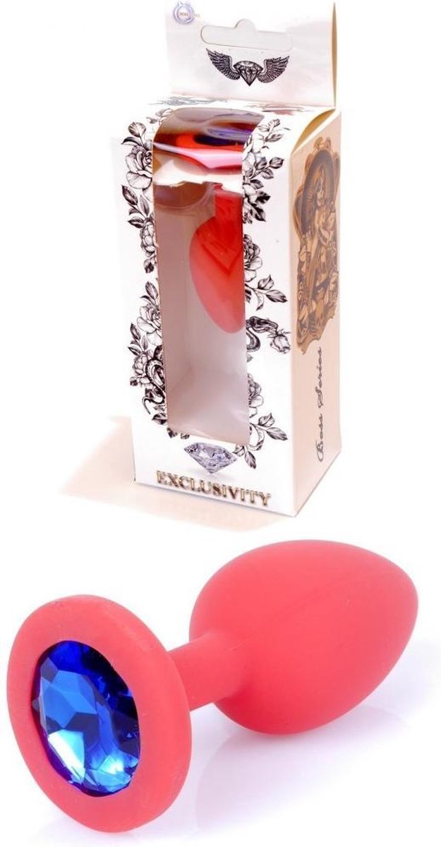 Goedkoopste Butt plug - Anaal plug- Jawellery Red- 100 Siliconen PLUG Small- Blue Diamond