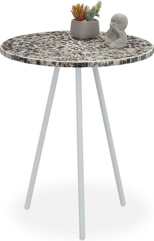 table d'appoint relaxdays mosaïque - ronde - fait main - table d'appoint - table  basse... | bol