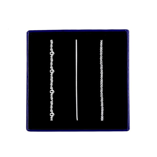 Zilver, 925 Sterling Zilveren Ketting, Armband & Ring Set - 3-delige