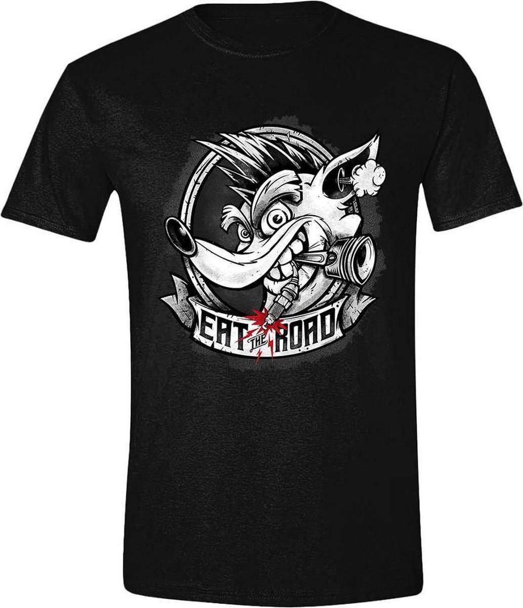 CRASH TEAM RACING - EAT THE ROAD MEN T-SHIRT - BLACK