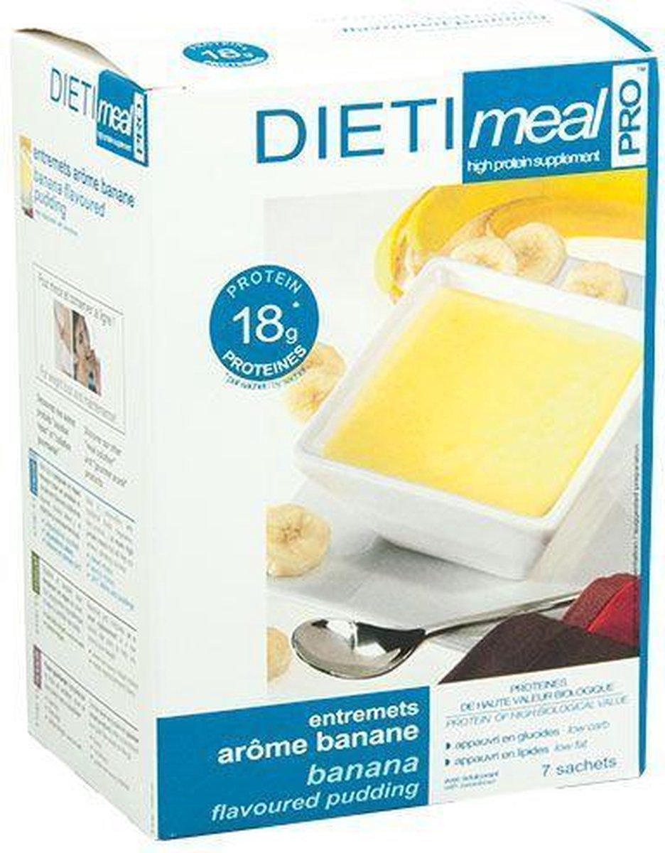 Goedkoopste Dieti Bananen Shake/Pudding - 7 stuks - Maaltijdvervanger