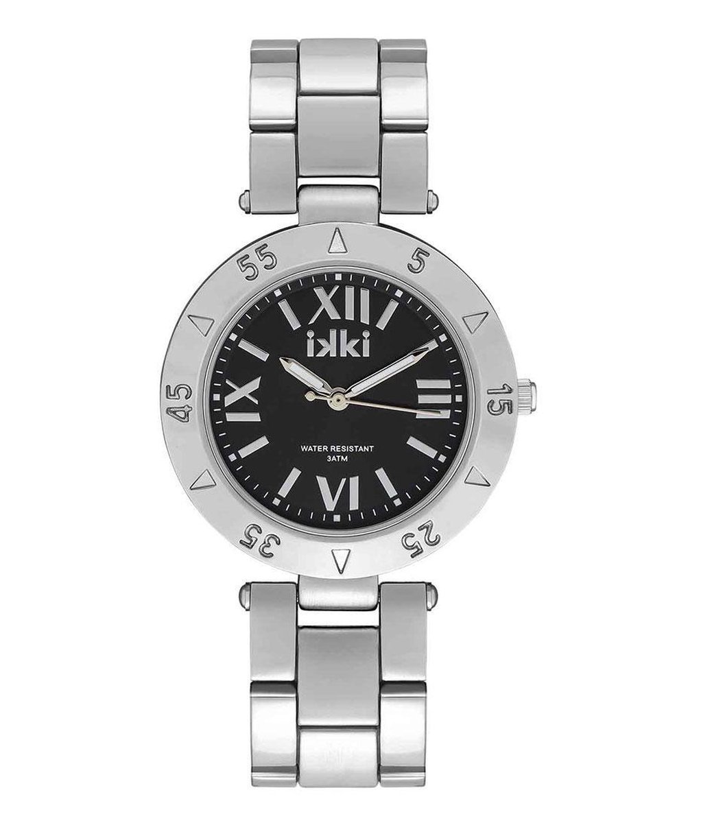 IKKI PAIGE PG04 Dames Horloge – RVS - 3ATM Waterdicht - Zilver - Zwart