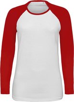 SOLS Dames/dames Melkachtig Contrast T-Shirt met lange mouwen (Wit/rood)