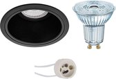 LED Spot Set - OSRAM Parathom PAR16 940 36D - Pragmi Minko Pro - GU10 Fitting - Dimbaar - Inbouw Rond - Mat Zwart - 5.5W - Natuurlijk Wit 4000K - Verdiept - Ø90mm - BES LED