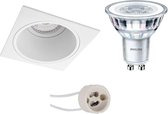LED Spot Set - Pragmi Minko Pro - GU10 Fitting - Inbouw Vierkant - Mat Wit - Verdiept - 90mm - Philips - CorePro 830 36D - 4W - Warm Wit 3000K - Dimbaar - BES LED
