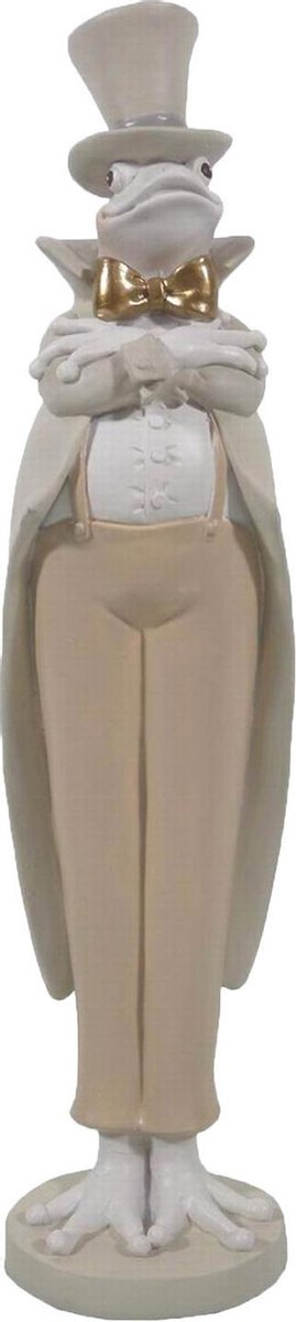 Beeld Kikker 7x7x32 cm Wit Geel Polyresin Woonaccessoires