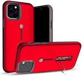 LitaLife Apple iPhone 11 Pro Max Rood achterkant hoesje - Hoesje met kickstand en vinger lus strap -  Back Cover hoesje met standaard - softtouch - Shockproof Armor hoesje - Schokb