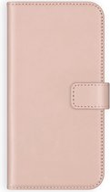 Selencia Hoesje Geschikt voor iPhone 12 Pro / 12 Hoesje Met Pasjeshouder - Selencia Echt Lederen Bookcase - Roze