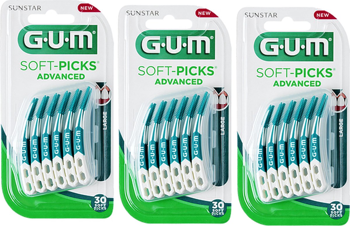 GUM Soft Picks Advanced Large - 3 x 30 stuks - Ragers - Voordeelverpakking - Gum