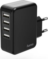 Hama Oplader 4x USB 4,8 A Zwart