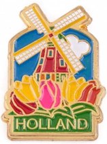 Pin Molen Met Tulpen Holland Goud - Souvenir