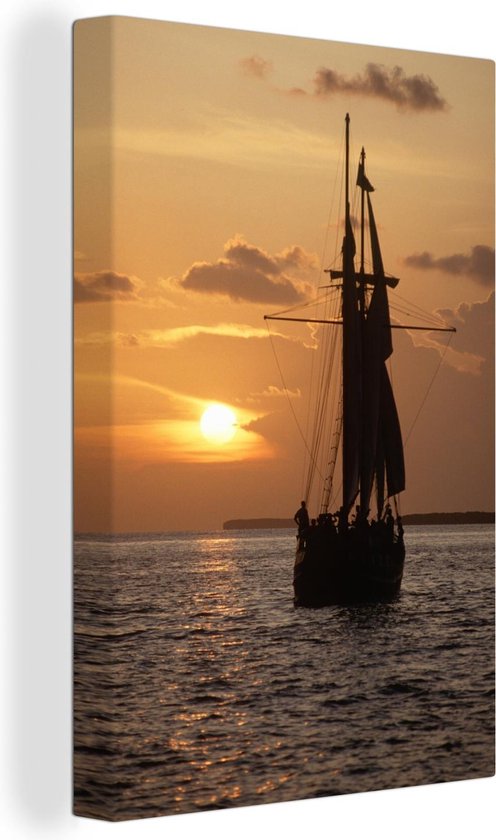 Canvas Schilderijen - Schip op het water bij zonsondergang in Key West - Wanddecoratie