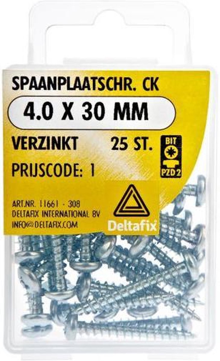 Spaanplaatschroeven Clinderkop Pozidriv Verzinkt 4.0x30mm