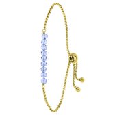 Lucardi Dames Goldplated armband met blauwe kralen - Staal - Armband - Cadeau - 20 cm - Goudkleurig