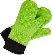 Relaxdays ovenwanten siliconen - antislip - ovenhandschoenen - bbq handschoenen - groen