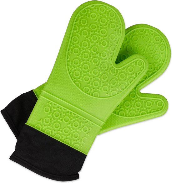 Relaxdays ovenwanten siliconen - antislip - ovenhandschoenen - bbq  handschoenen - groen | bol.com