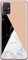 Leuke Telefoonhoesjes - Hoesje geschikt voor Samsung Galaxy A51 - Marmer zwart bruin - Soft case - TPU - Marmer - Bruin