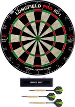 Dartbord Longfield professional 45.5 cm met 3x goede kwaliteit dartpijltjes - Darten voor thuis - Voordeelset