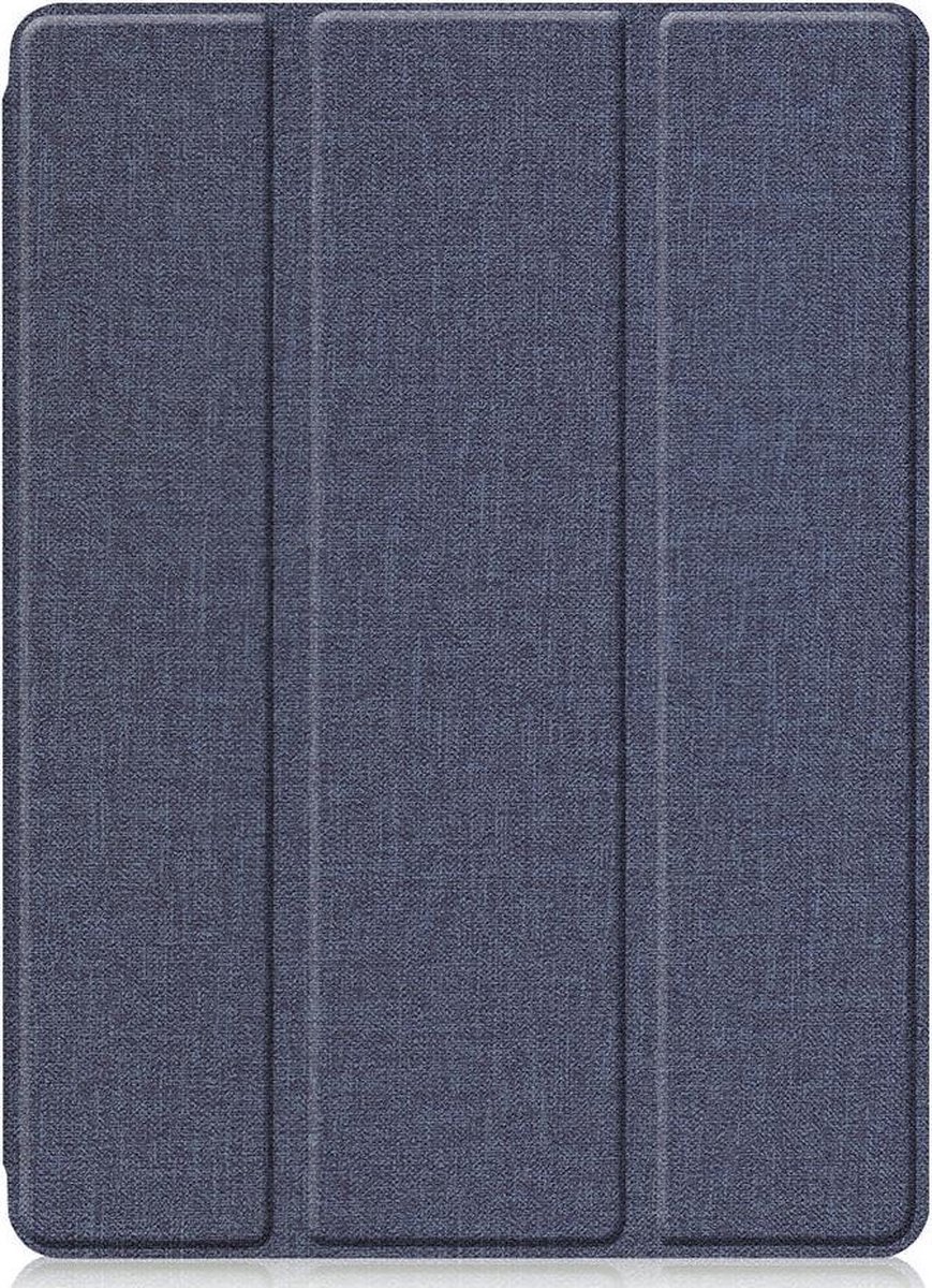 Shop4 - iPad 10.2 (2020) Hoes - Smart Book Case met Pencilhouder Stof Donker Blauw