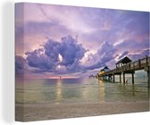 Canvas Schilderij Zonsondergang op een strand in Florida - 60x40 cm - Wanddecoratie