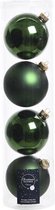 4x Donkergroene glazen kerstballen 10 cm - Mat/matte - Kerstboomversiering donkergroen