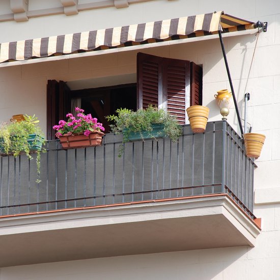 Relaxdays zichtdoek 1.2 m - balkondoek antraciet balkon privacyscherm - HDPE - tuinnet | bol.com