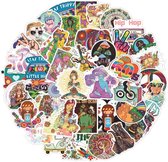 Sticker mix Happy Hippie Sixties - 50 stickers voor laptop, muur, agenda, auto etc.