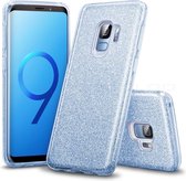 Samsung Galaxy S9 Hoesje Glitters Siliconen TPU Case Blauw - BlingBling Cover