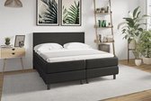 Boxspring Lyon Leatherlook - Inclusief 5-zones pocketveringmatras en koudschuimtopper - Zwart - 180x200 cm