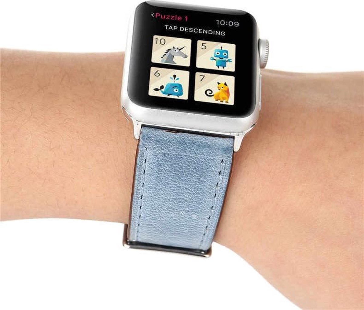 watchbands-shop.nl Leren bandje - Apple Watch Series 1/2/3/4 (38\u002640mm) -  Blauw | bol.com