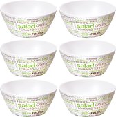 8x Melamine serveerschaaltjes gekleurde tekst print/wit 15 cm - Kommetjes/schaaltjes - Yoghurtbakjes - Pap schaaltje