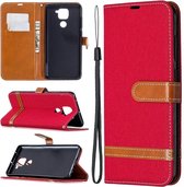 Denim Book Case - Xiaomi Redmi Note 9 Hoesje - Rood