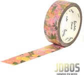 JDBOS ® Washi tape Bloemen - 15 mm breed – 7 meter lang
