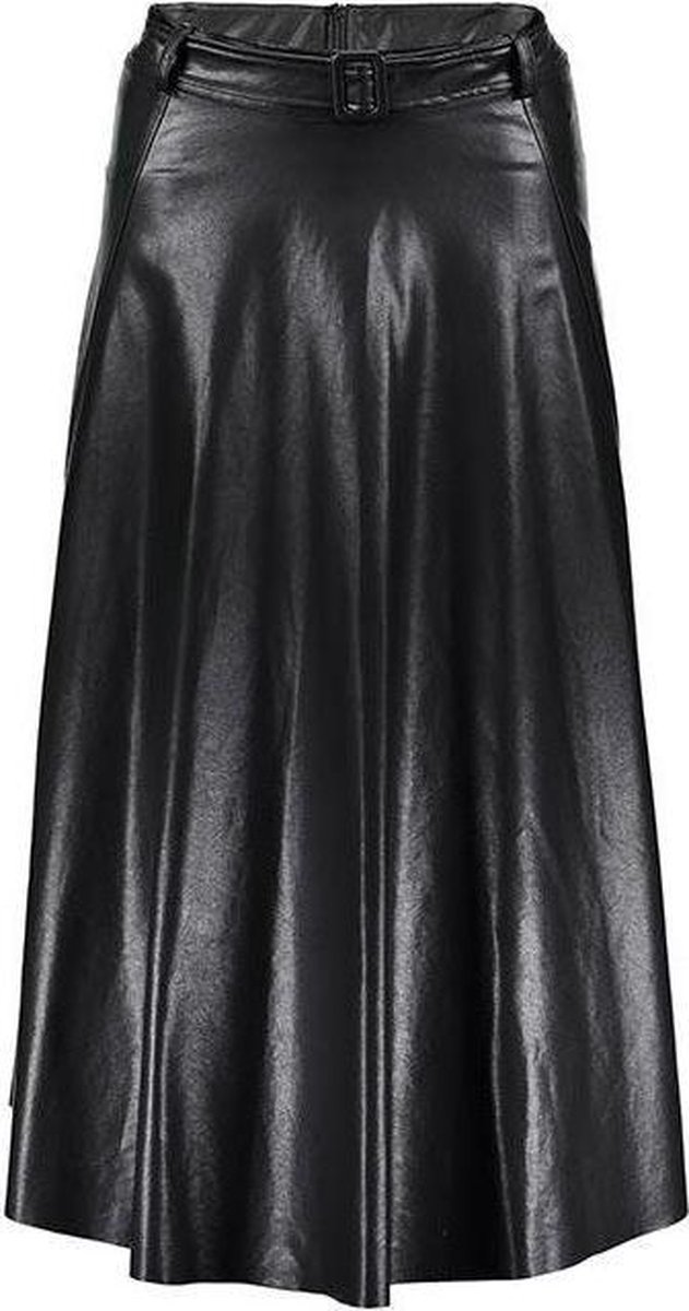 Skirt Pu Wide With Belt 06516 Black