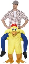 Smiffy's - Kip & Haan & Kalkoen & Kuiken & Eend Kostuum - Op De Rug Van Een Kip - Man - Geel - One Size - Carnavalskleding - Verkleedkleding