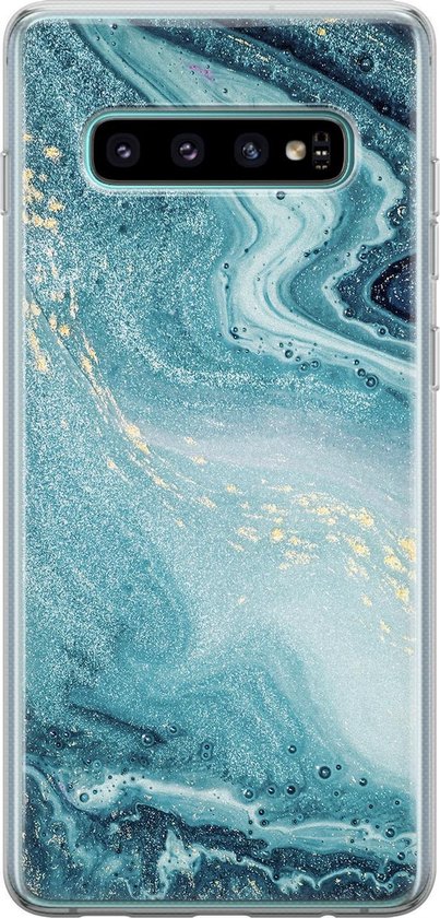 Coque en silicone Samsung Galaxy S10 - Bleu marbré | bol.com