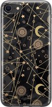 iPhone 8/7 hoesje siliconen - Sterren, zon, maan - Soft Case Telefoonhoesje - Sterren - Transparant, Zwart