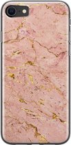 iPhone SE 2020 hoesje siliconen - Marmer roze goud - Soft Case Telefoonhoesje - Marmer - Transparant, Roze