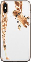 iPhone X/XS hoesje siliconen - Giraffe - Soft Case Telefoonhoesje - Giraffe - Transparant, Bruin