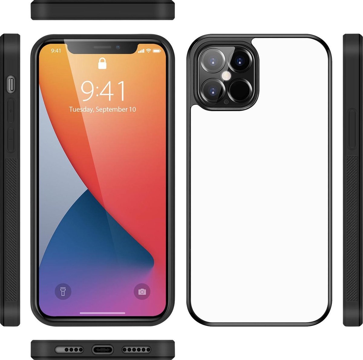 Back Cover iPhone 12 Pro Max Gripcase Hoesje Zwart/wit